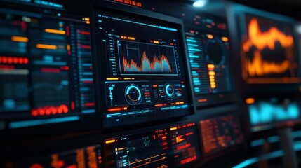Obraz premium Visual Representation of Network Monitoring with Graphs