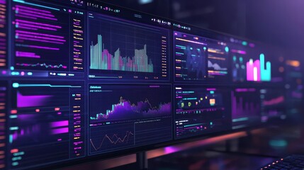 Fototapeta premium Dynamic Dashboard Showing Real-time System Performance Metrics