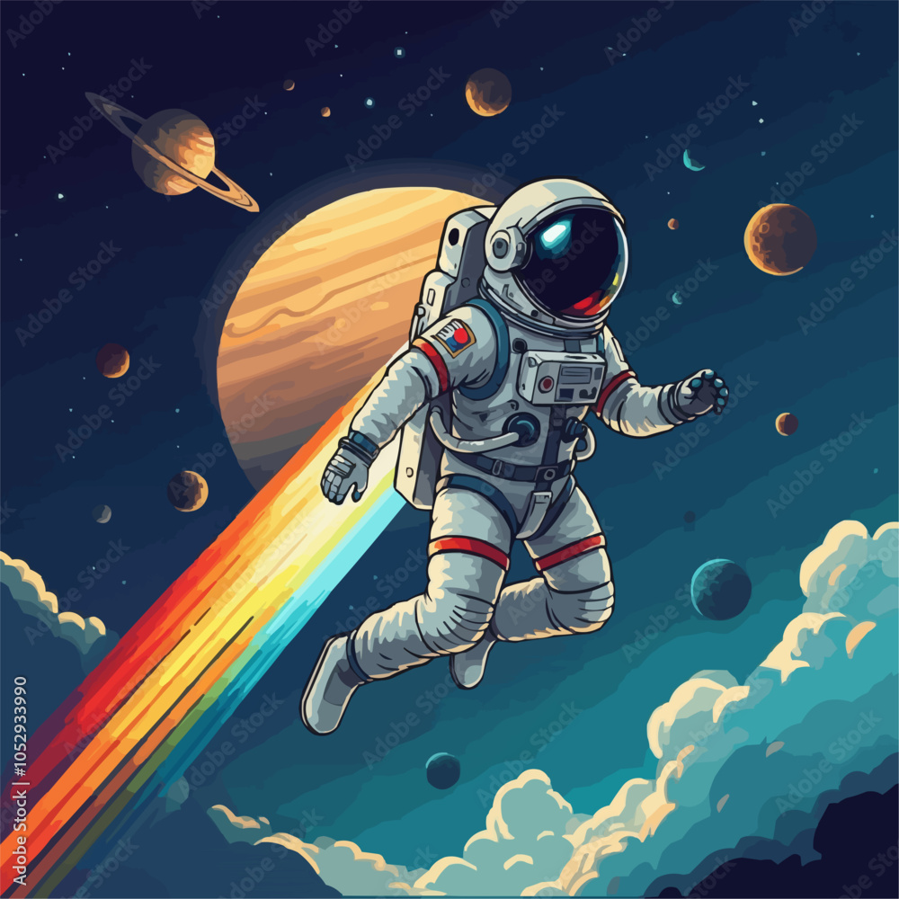 Wall mural an astronaut in outer space vector template design.