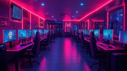 Gaming Room with Neon Lights