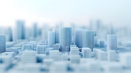 Digitally Rendered Wireframe Model of Modern Cityscape Architecture   Showcasing the Abstract Form and Structure of Urban Development and Infrastructure