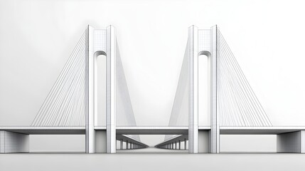 Fototapeta premium A complex urban landscape with sleek minimalist wireframe bridges and towers showcasing the interconnected futuristic nature of modern architecture and city infrastructure