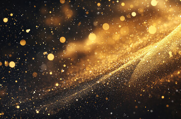 Obraz premium Golden particles and glittering bokeh lights background