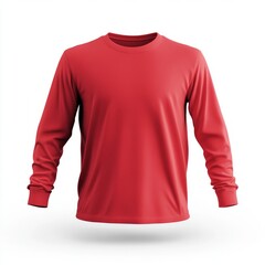Realistic high quality red long sleeve tshirt mockup isolated