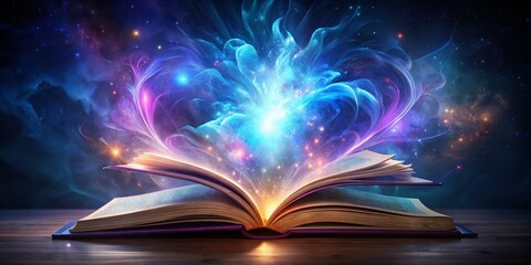 The Open Book of Cosmic Wonders, book cover, fantasy, galaxy, magic