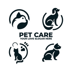 minimalist flat logo for a pet care business
