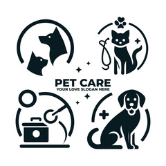 minimalist flat logo for a pet care business