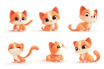 Fototapeta premium cats and kittens in different poses. .