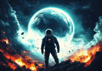 Futuristic Space Punk Concept with Astronaut