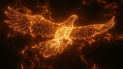 Fiery Eagle in Flight - Digital Art