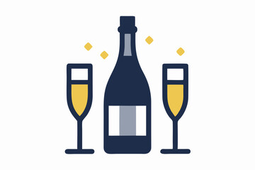  A bottle of champagne and glasses 