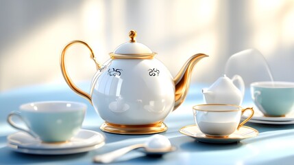 Fototapeta premium Tea Time with a Golden Touch.