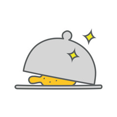 10. Main menu : Food icon on serving plate - hand drawing icon