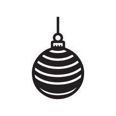 Christmas Ornament Ball Silhouette Vector on White Background.