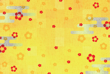 和柄　年賀状　梅　背景	