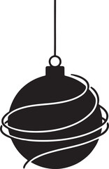 Holiday Ball Silhouette Vector - Black on White Background.
