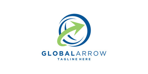 logo design global arrow, logistics, investment, logo design vector, icon, vector, symbol, idea, creative.