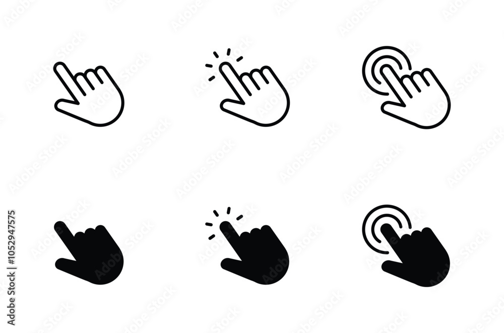 Poster hand pointer icons. pointer click icon vector