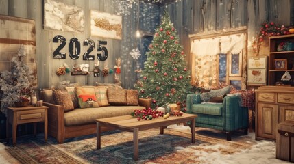 Fototapeta premium Cozy Christmas Living Room.