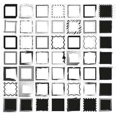 Set of black and white decorative frames in various shapes. Suitable for photo or text decoration.