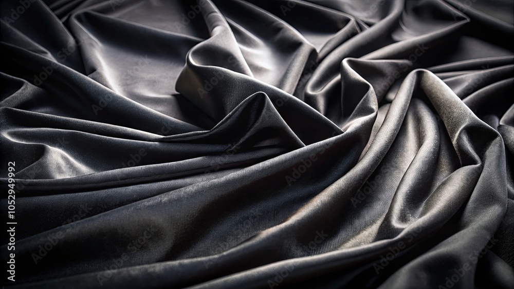 Wall mural a study in black smooth fabric drapes with gentle curves creating a play of light and shadow