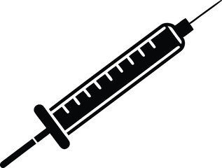 medical syringe icon vector silhouette, Vaccine or injection icon, Syringe injection