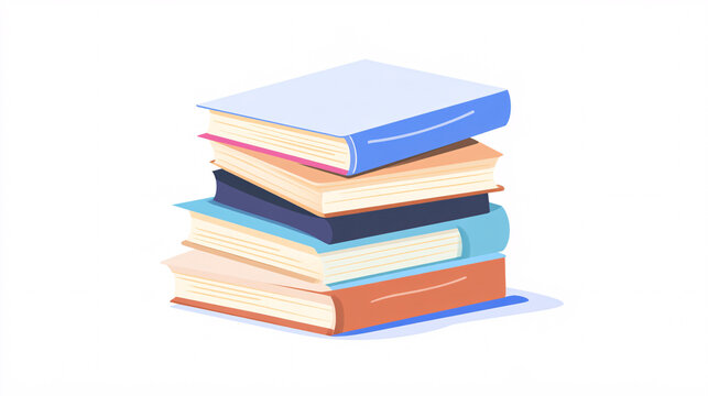 stack of colorful books with white background  isolated illustration  cartoon style  education literature  library study knowledge reading  vector design  graphic design  illustrat