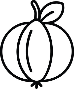 recommend clip art: Simple line drawing of gooseberry with leaf