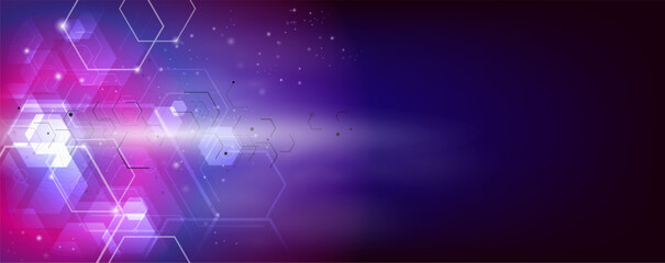 Fototapeta premium Hexagon shape and element with solf light blue background,Technology abstract background