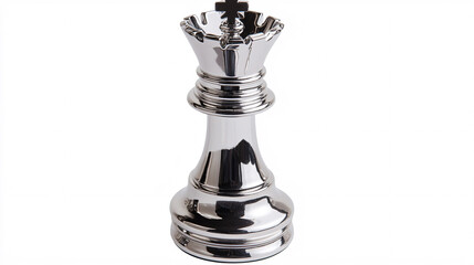 silver chess queen piece isolated on white background