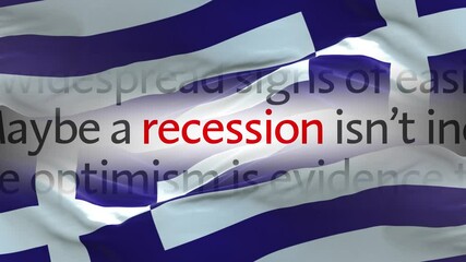 Greece flag - Waving flag on loop of economic news articles