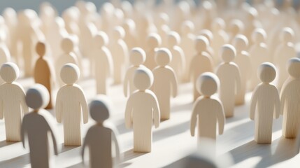 Fototapeta premium Wooden Figures Representing Community and Diversity
