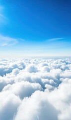 Fototapeta premium Breathtaking Aerial View of Fluffy Clouds Against a Crystal Blue Sky