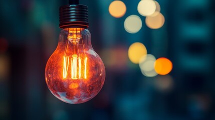 Vintage Edison Bulb with Bokeh Background