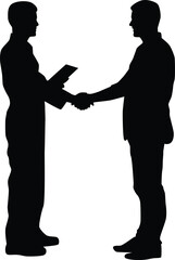 People shaking hand full body silhouette illustration