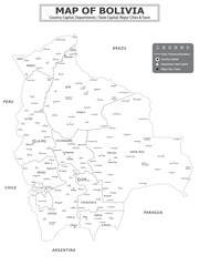 Fototapeta premium American Countries Geography Political map. Political map of country with capital, province or state capital, major cities and town.
