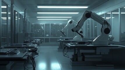 Robotic Arms in a High-Tech Production Facility