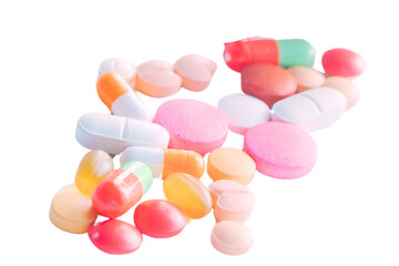 Prescription medication on a white background- studio