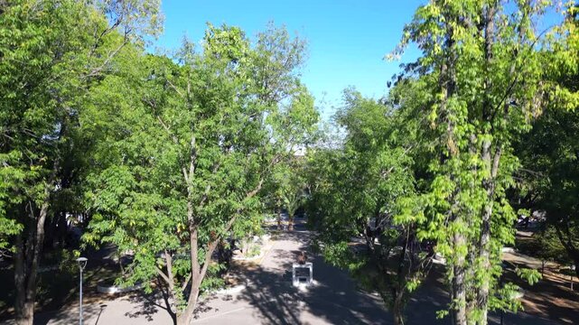 Drone taking off from the Ruben Dario park and the Providencia neighborhood in Guadalajara