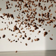 Obraz premium Graceful Suspension of Coffee Beans in Air