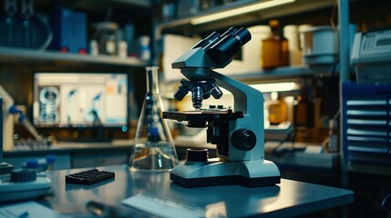 Fototapeta premium Advanced Veterinary Diagnostics: Modern Digital Trinocular Microscope for In-Depth Pet Research
