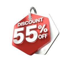 3d sales red and white discount price tag for composition 55 percent, amazing for product promotion