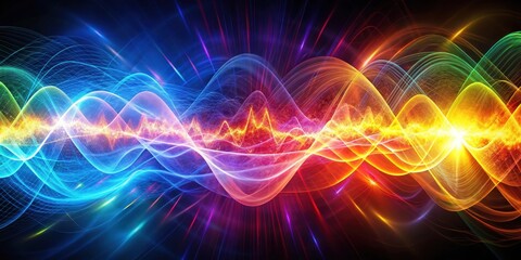 Fototapeta premium Abstract Vibrant Waves of Light and Color Intertwining in a Symphony of Energy