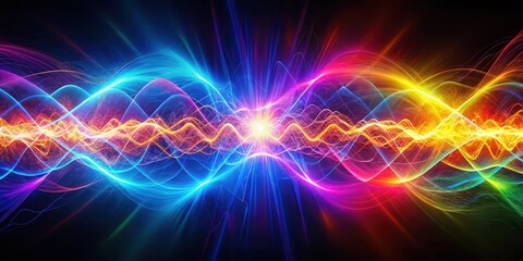 Abstract Waveform of Light and Color, Intertwined and Evolving in a Symphony of Energy