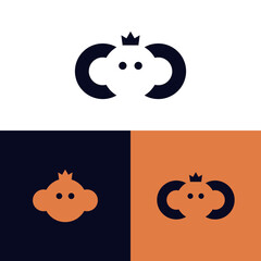 Logo Template Bald Man King Creature Concept