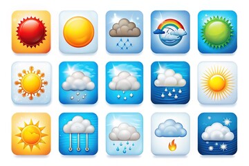 Fototapeta premium A versatile set of forecast icons designed in thin, light, regular, and bold styles, set on a white background, perfect for weather and climate applications.