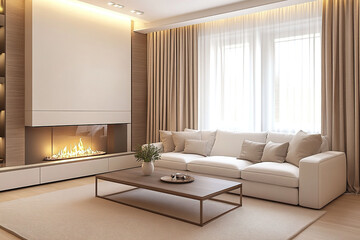 Fototapeta premium living room with fireplace