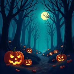  Halloween background with hand drawn illustration