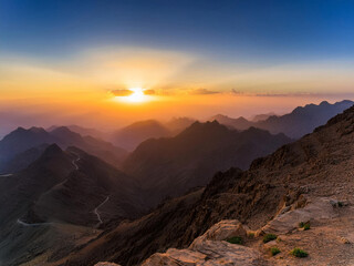 Fototapeta premium landscape with mountains and sunset