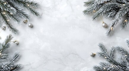 White background with golden Christmas decorations, gold glitter and stars on a white background, white snowflakes and pine cones, golden balls 